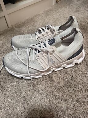 On Running Light Grey and White Men's Athletic Shoes